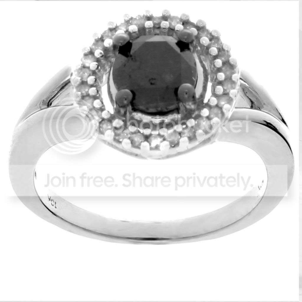 03 ct black & white natural diamond halo ring in 10k white gold